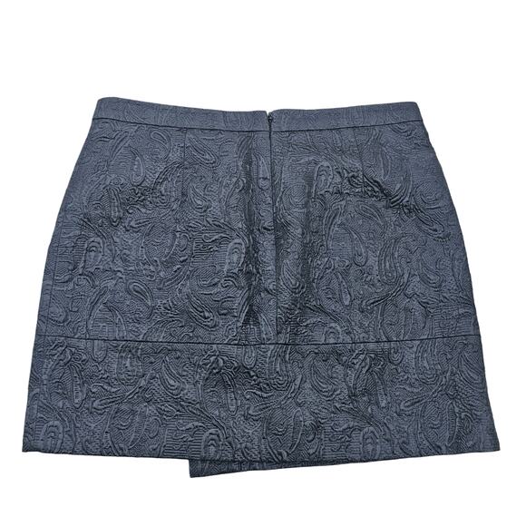 Matelasse Texture Mini Skirt Shiny Metallic Black J. Crew Size 10 Faux Wrap - Picture 8 of 9